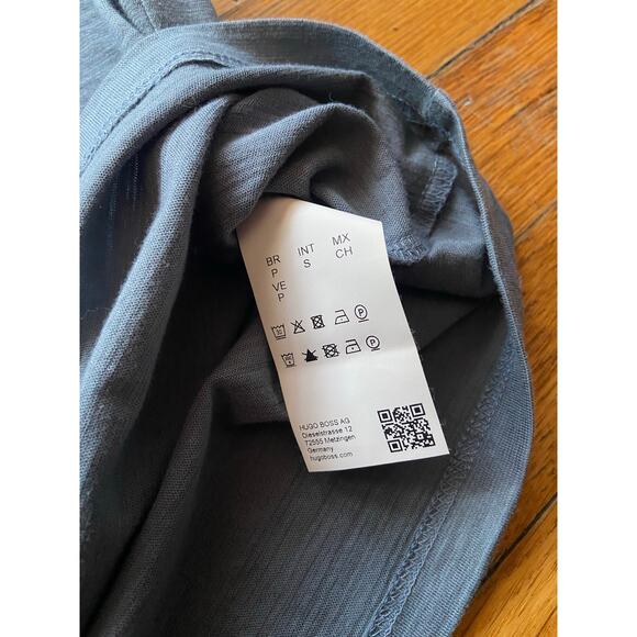 BOSS Hugo Boss Blue Mercerised V-Neck T-Shirt Mens sz S - Picture 7 of 11